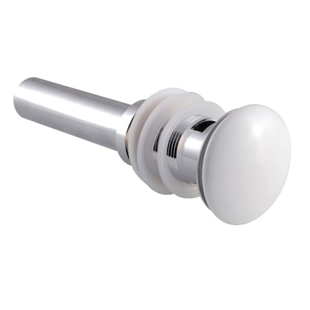 Kingston Brass EV6001WT Push Pop-Up Drain with Overflow, Polished Chrome/White EV6001WT